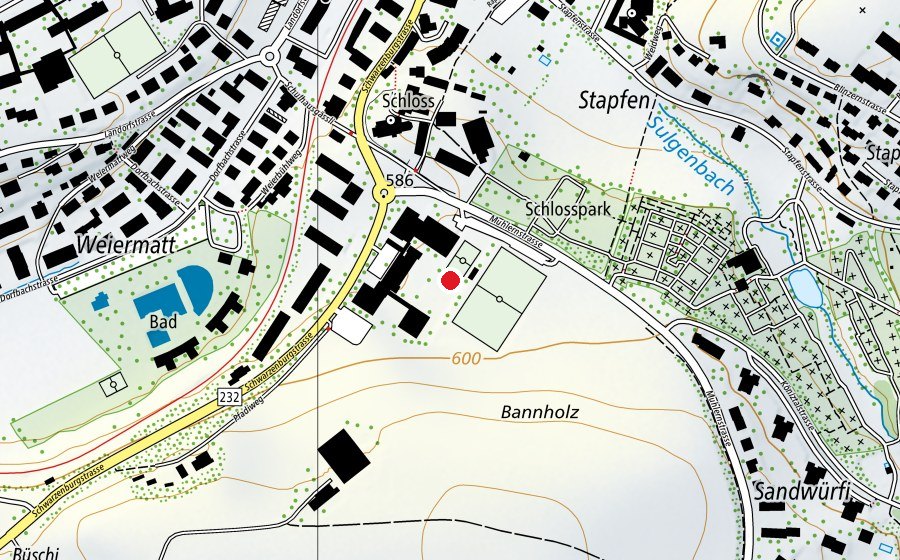 Map showing the location of Oberstufenzentrum Köniz (School)