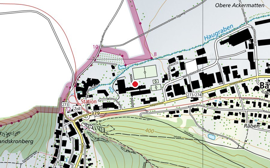 Mappa con la posizione di Oberstufenzentrum Leimental (Scuola)