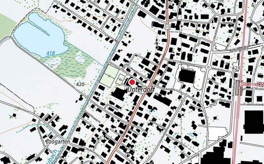 Map showing the location of Oberstufenzentrum Oberriet (School)