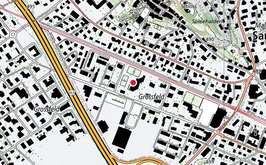 Carte indiquant l’emplacement de Oberstufenzentrum Sargans (École)