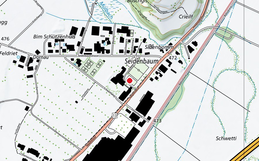 Karte mit dem Standort von Oberstufenzentrum Seidenbaum (Schule)