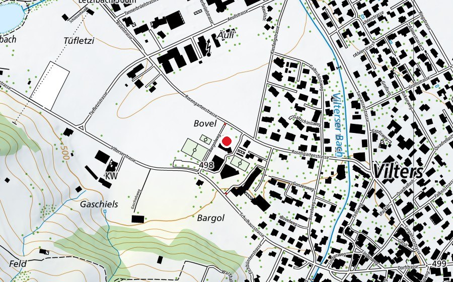Carte indiquant l’emplacement de Oberstufenzentrum Vilters-Wangs (École)