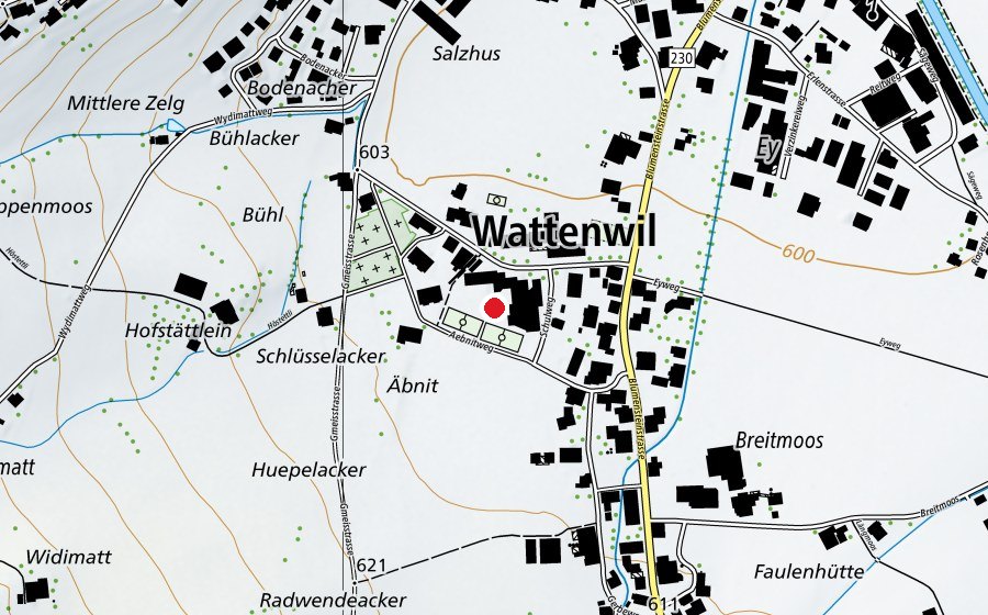 Carte indiquant l’emplacement de Oberstufenzentrum Wattenwil (École)