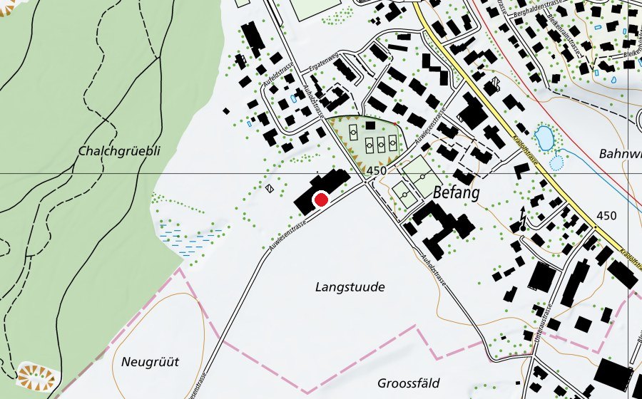 Karte mit dem Standort von OMF Ostschweizer Maler-Fachschule (Schule)