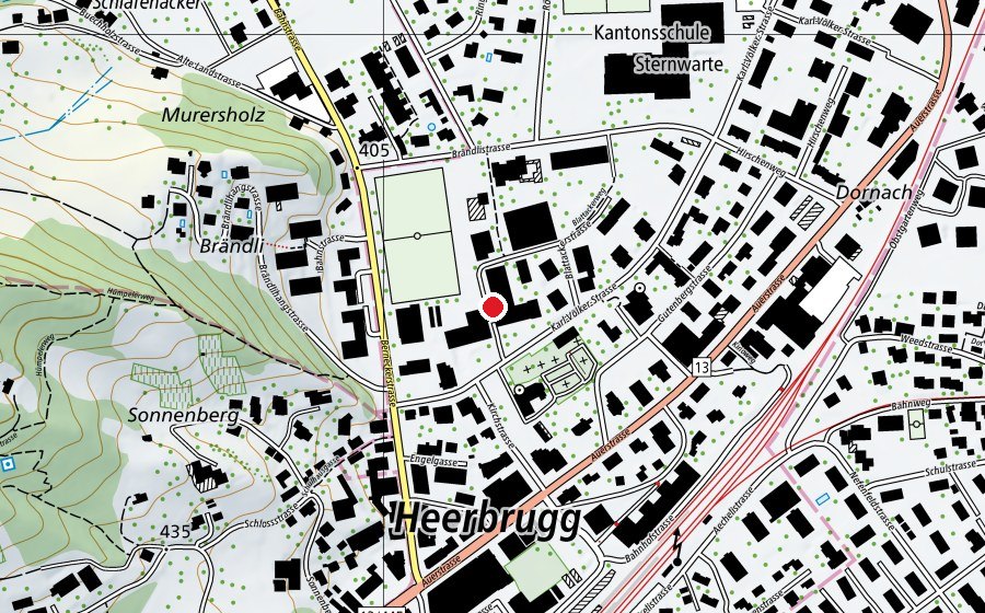 Map showing the location of OMR Kirchplatz (School)