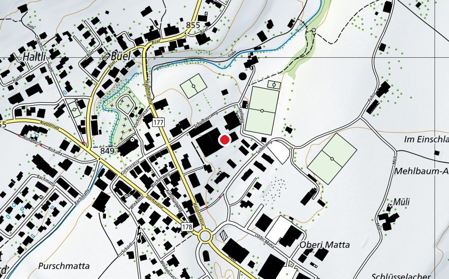 Carte indiquant l’emplacement de Orientierungsschule Plaffeien (École)