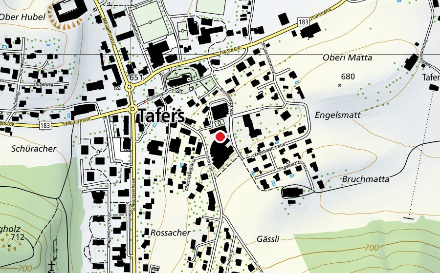 Karte mit dem Standort von Orientierungsschule Tafers (Schule)