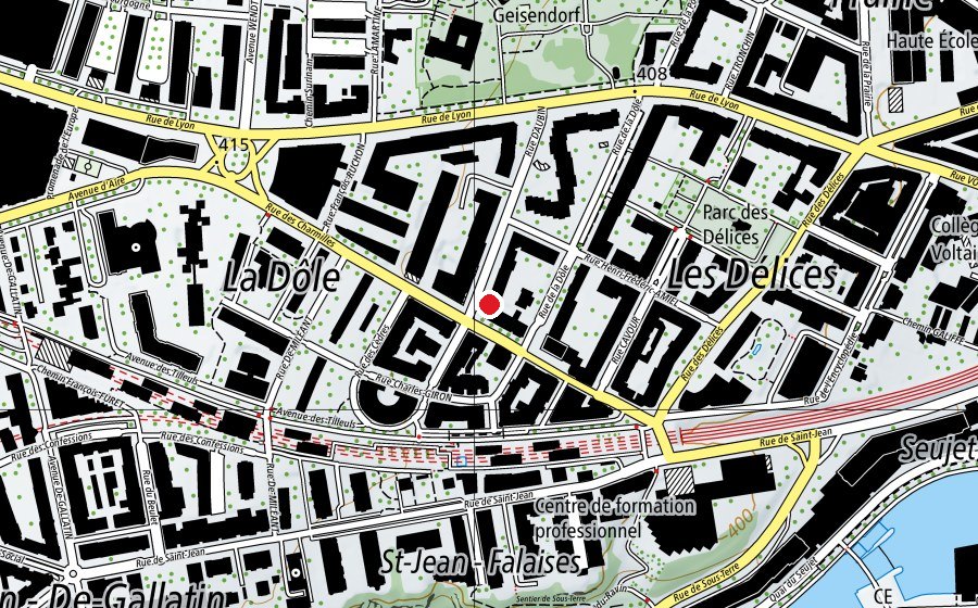 Mappa con la posizione di ortra santé social (Scuola)
