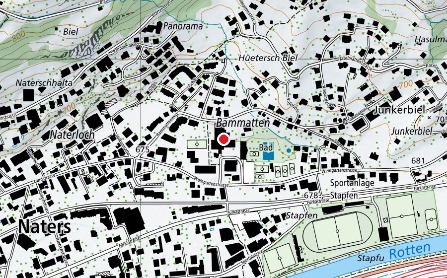 Map showing the location of OS Naters / Bammatta (School)