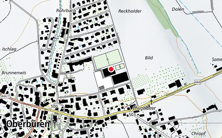 Karte mit dem Standort von OZ Thurzelg (Schule)