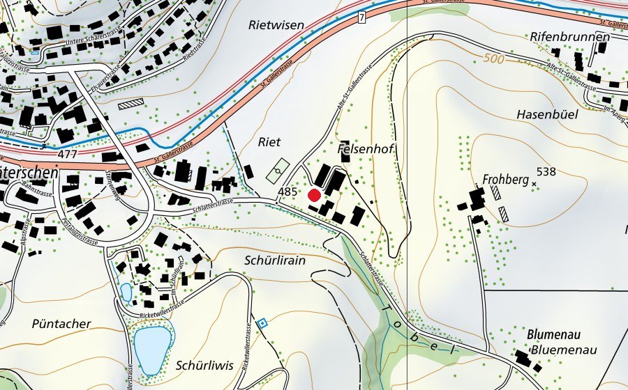 Map showing the location of Pädagogisches Zentrum Pestalozzihaus (School)