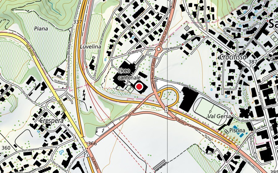 Mappa con la posizione di Palestra Liceo Lugano 2 (Scuola)