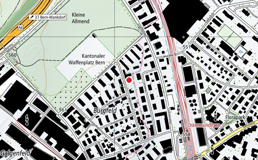 Carte indiquant l’emplacement de Pavillon Burgfeld (École)