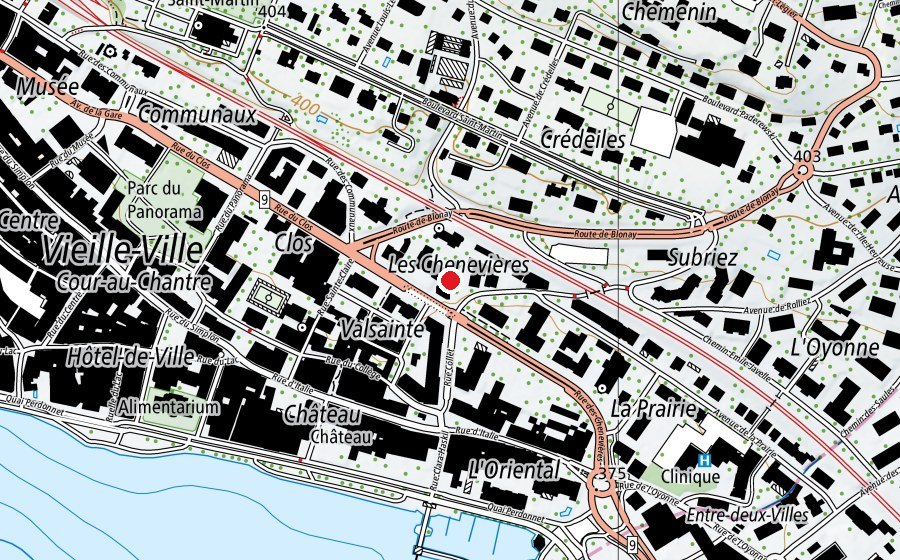 Map showing the location of Pavillon la Prairie (School)