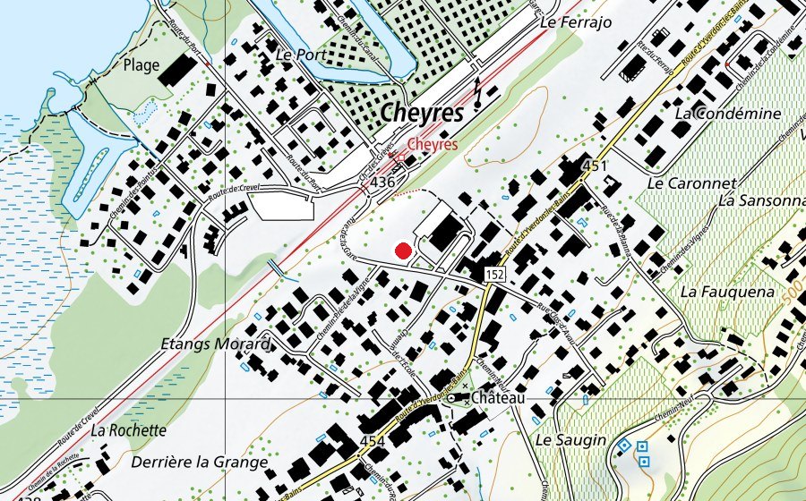 Karte mit dem Standort von Pavillon scolaire de Cheyres (Schule)