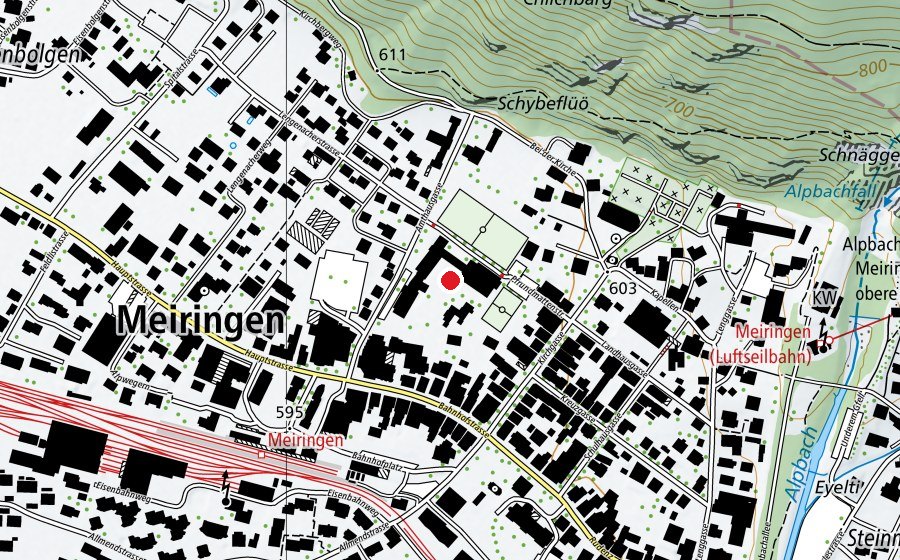 Map showing the location of Pfrundmatte (School)