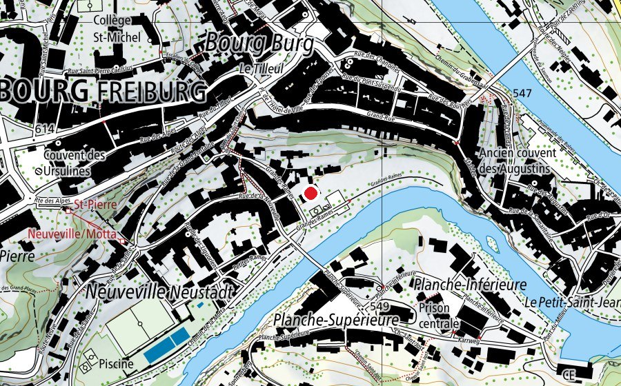 Map showing the location of Primaires de la Neuveville (School)