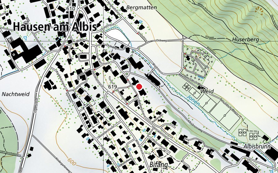 Map showing the location of Primar Schulhaus (School)