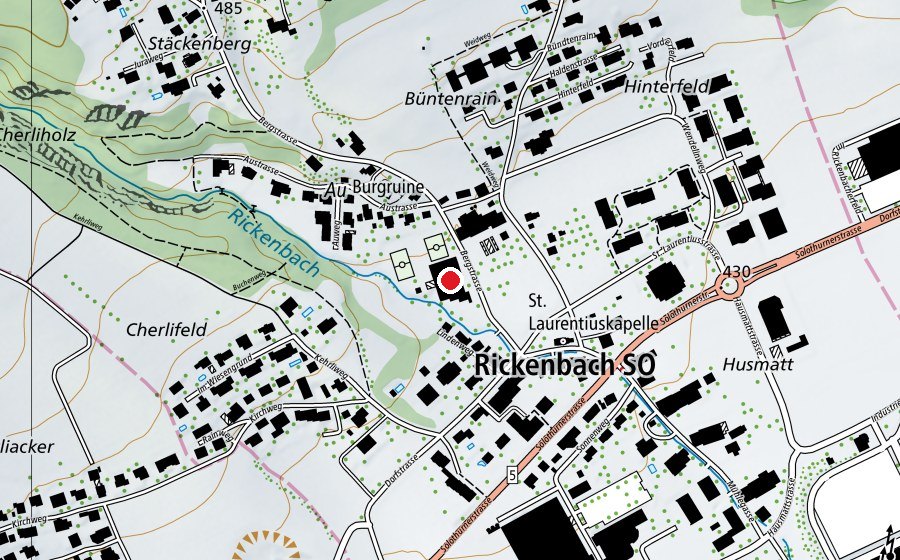 Map showing the location of Primar Schulhaus (School)