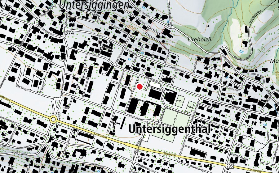 Map showing the location of Primar- und Oberstufe Schule Untersiggenthal (School)