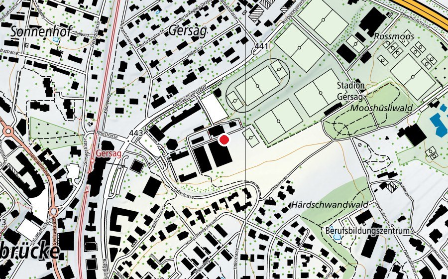 Karte mit dem Standort von Primar und Sekundarschule Gersag (Schule)