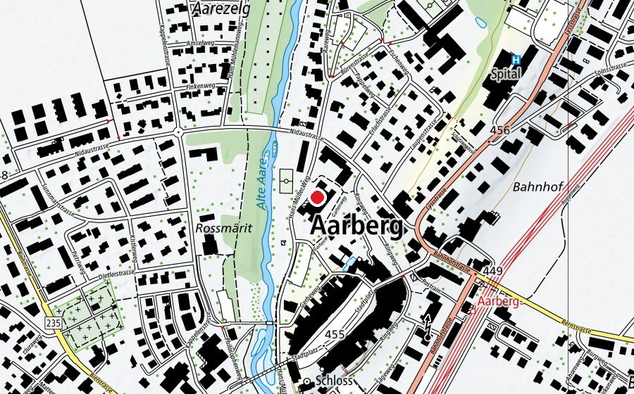 Map showing the location of Primarschule Aarberg (School)