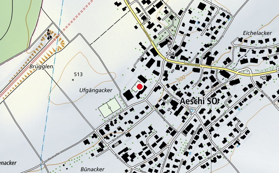 Map showing the location of Primarschule Aeschi (School)
