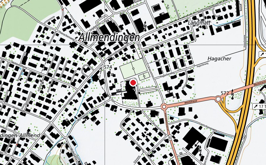 Carte indiquant l’emplacement de Primarschule Allmendingen (École)