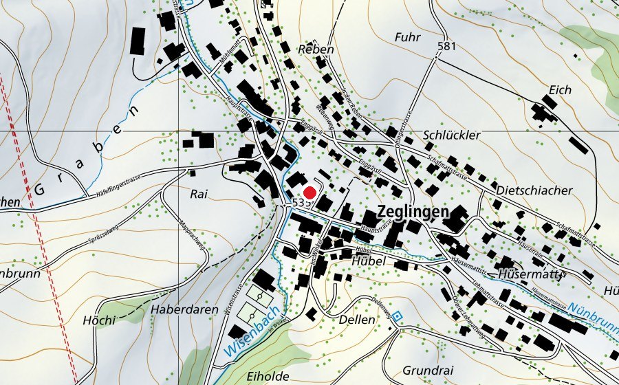 Map showing the location of Primarschule am Wisenberg (School)