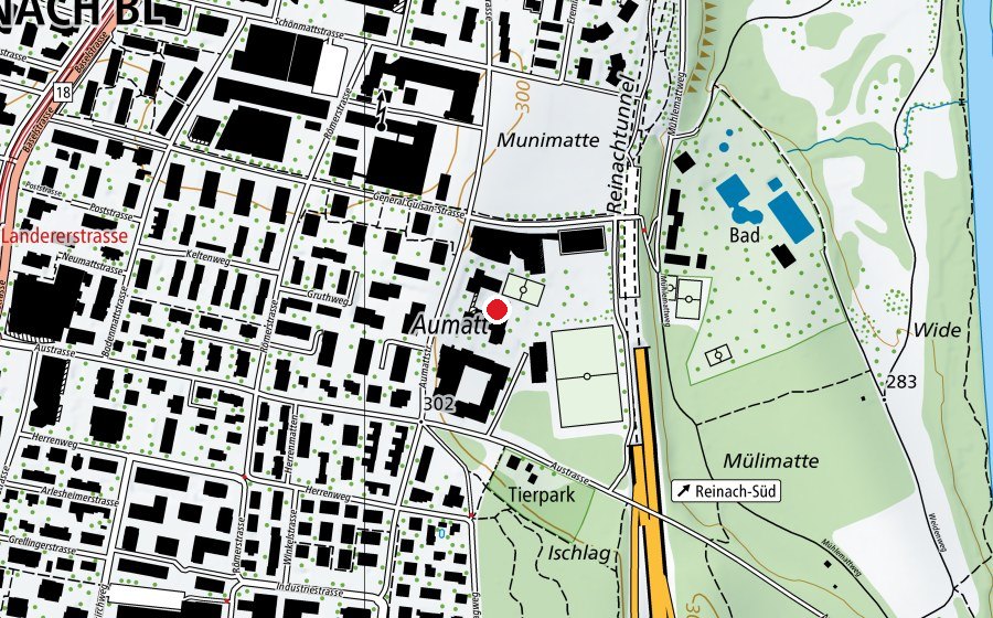 Map showing the location of Primarschule Aumatten (School)