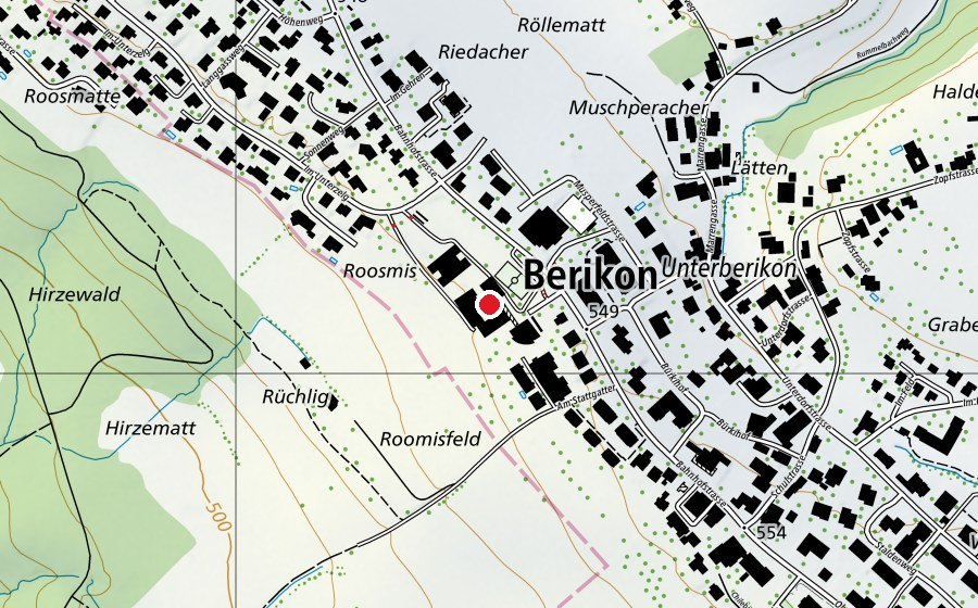 Carte indiquant l’emplacement de Primarschule Berikon (École)