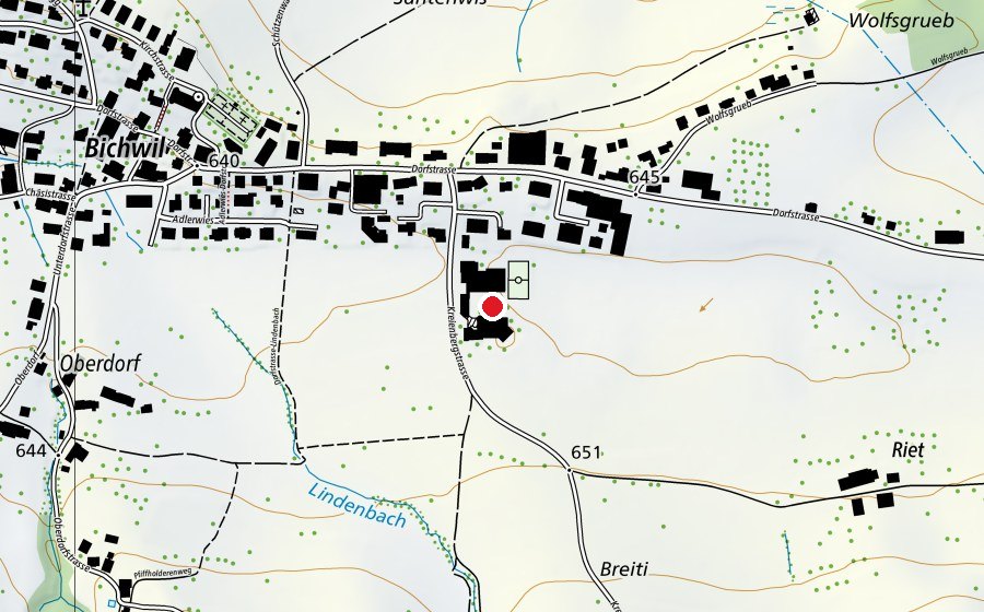 Map showing the location of Primarschule Bichwil (School)