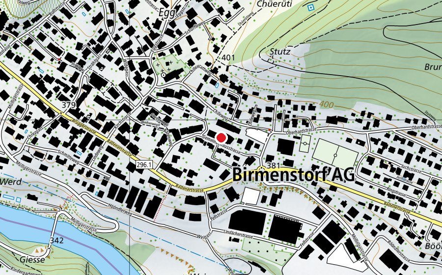 Karte mit dem Standort von Primarschule Birmenstorf (Schule)