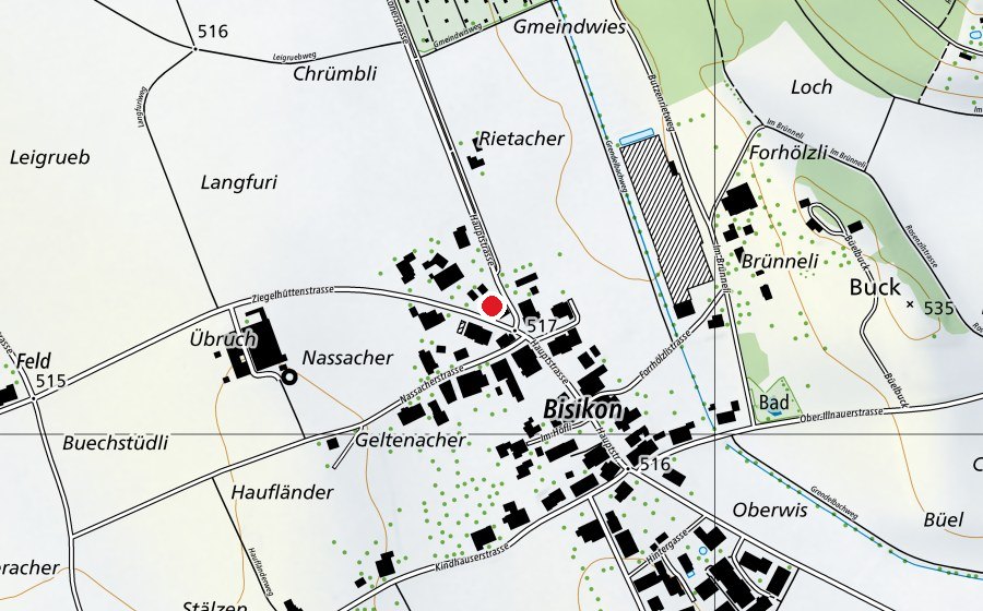 Carte indiquant l’emplacement de Primarschule Bisikon (École)