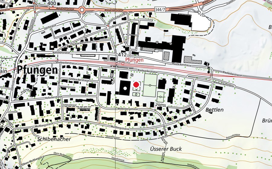 Map showing the location of Primarschule Breiteacker (School)