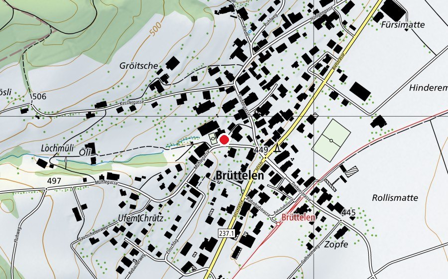 Map showing the location of Primarschule Brüttelen (School)