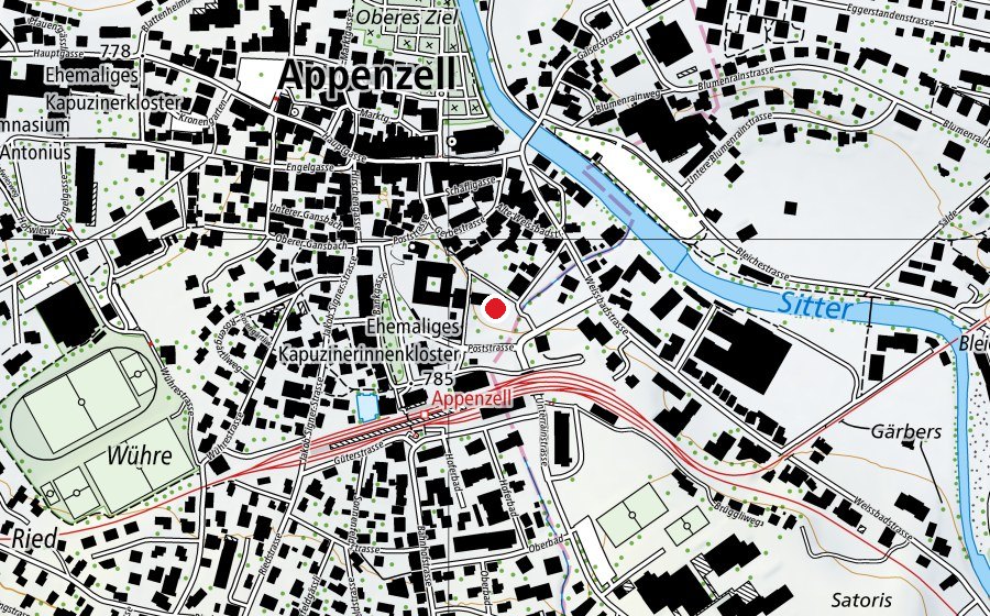 Carte indiquant l’emplacement de Primarschule Chlos (École)
