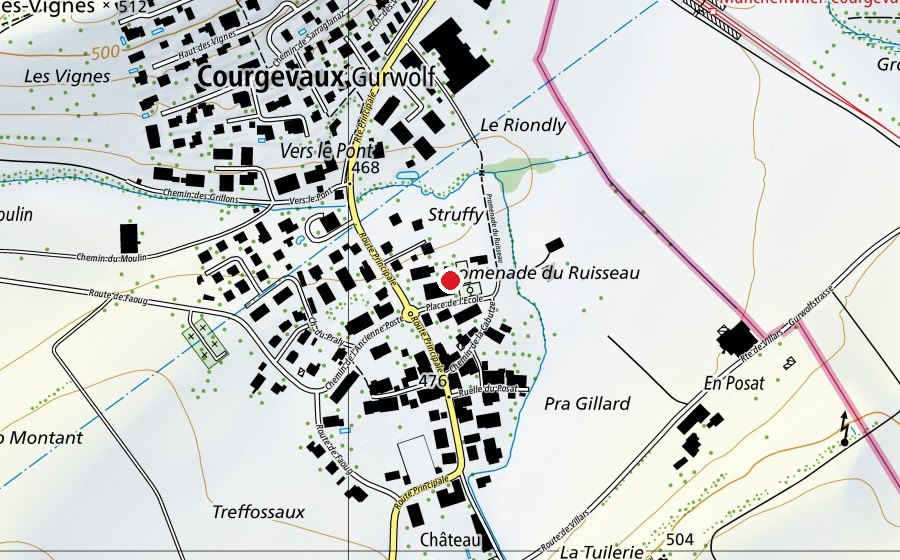 Map showing the location of Primarschule (School)