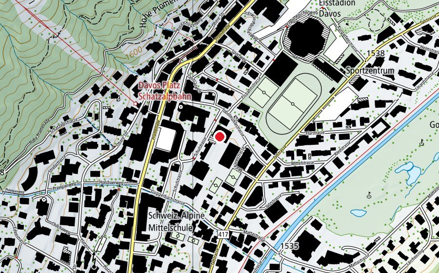Carte indiquant l’emplacement de Primarschule Davos Platz (École)
