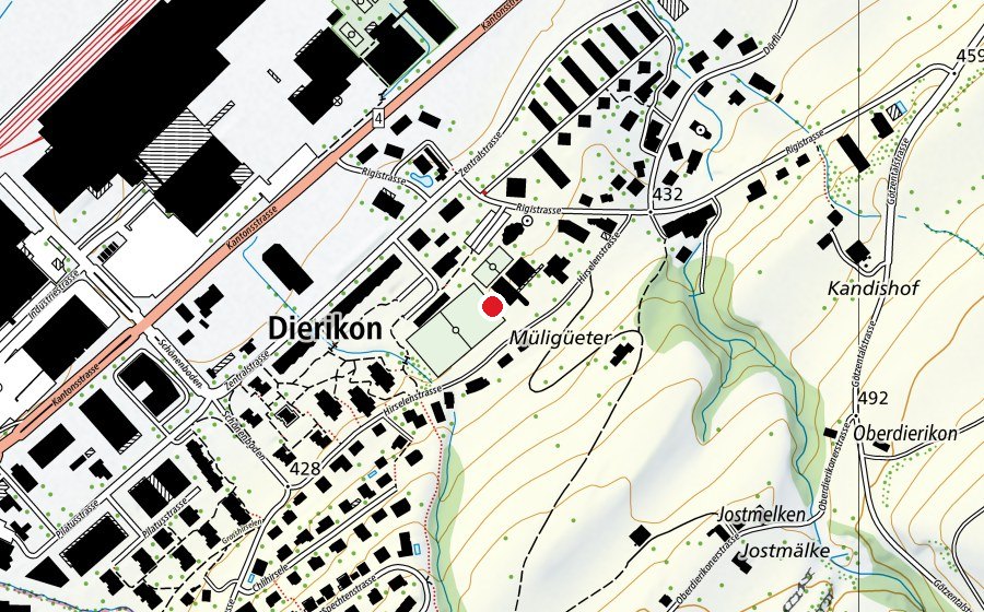 Map showing the location of Primarschule Dierikon (School)