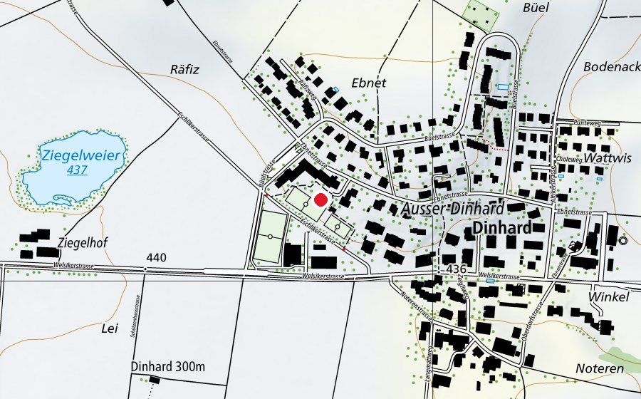 Carte indiquant l’emplacement de Primarschule Dinhard (École)