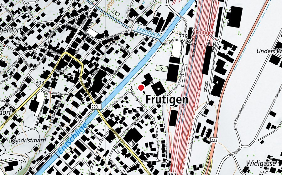 Map showing the location of Primarschule Dorf/Widi (School)