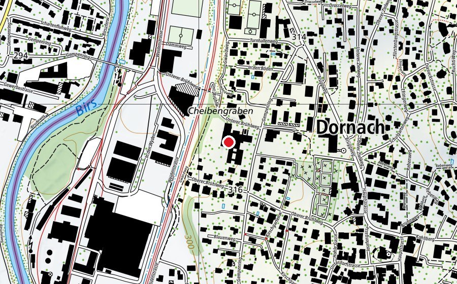 Carte indiquant l’emplacement de Primarschule Dornach (École)