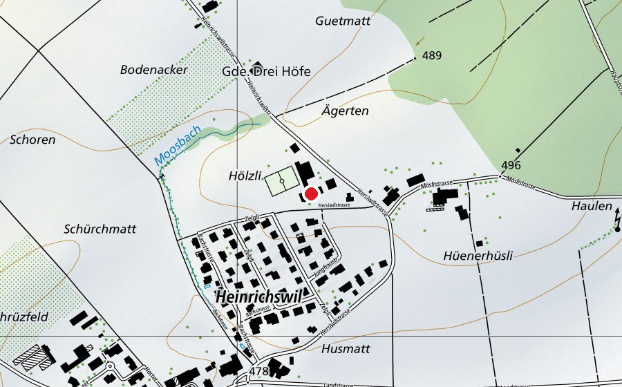 Carte indiquant l’emplacement de Primarschule Drei Höfe (École)