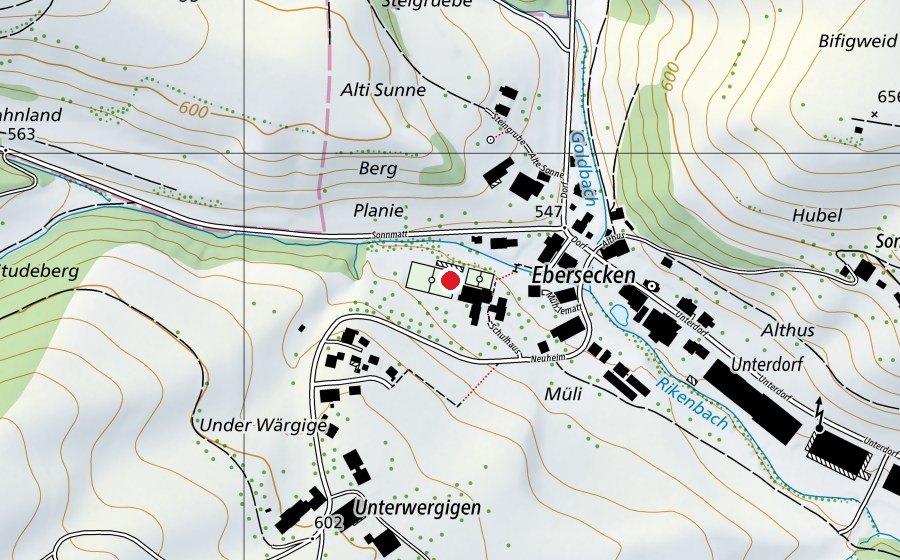 Map showing the location of Primarschule Ebersecken (School)