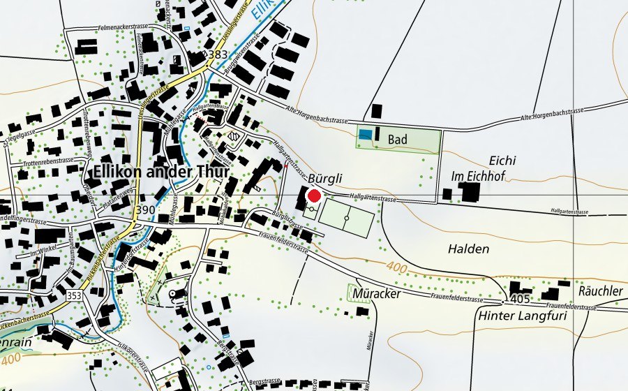 Carte indiquant l’emplacement de Primarschule Ellikon (École)