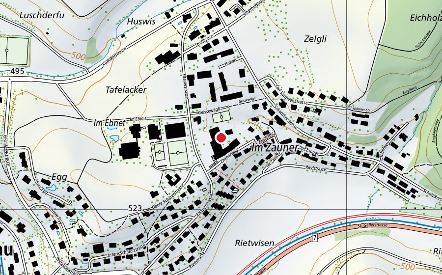 Carte indiquant l’emplacement de Primarschule Elsau (École)