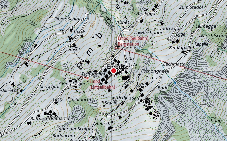 Map showing the location of Primarschule Embd (School)