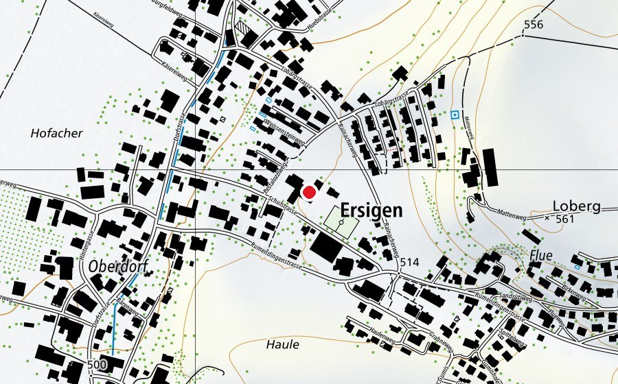 Map showing the location of Primarschule Ersigen (School)