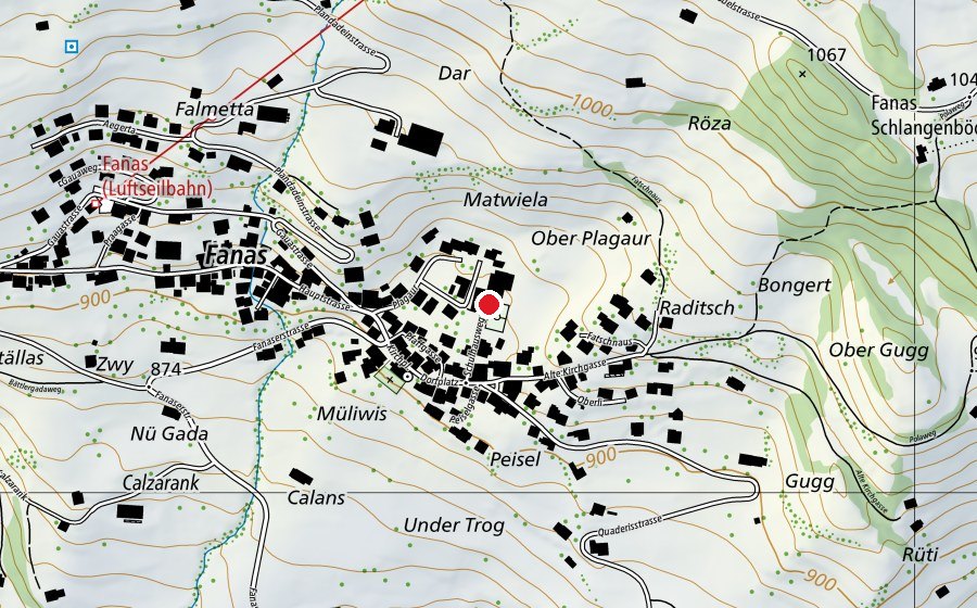 Map showing the location of Primarschule Fanas (School)